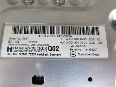 Mercedes R171 Speaker AMP Amplifier Harmon Becker A2118709690 SLK280 SLK300 SLK350 SLK55 B C E SL Class4